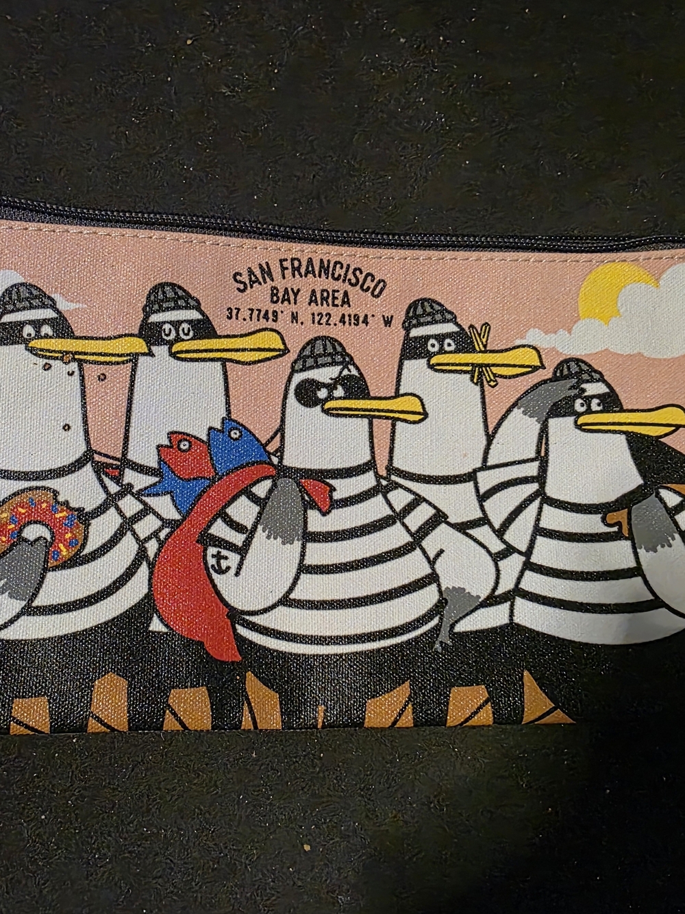 San Francisco Bay Area Seagull Graphic Pouch in Pink and Black
